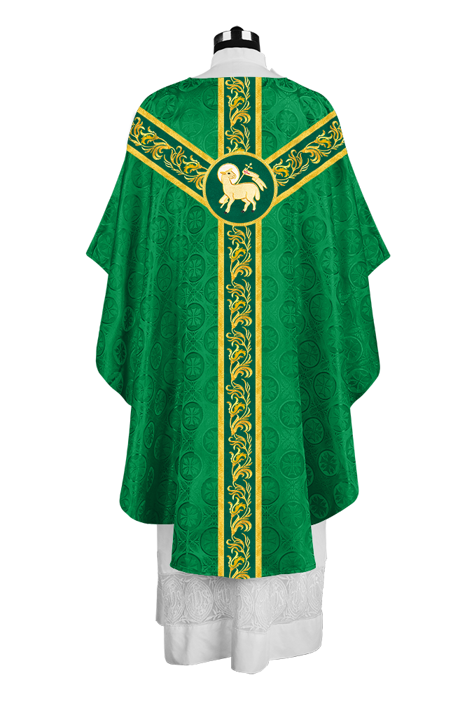 Liturgical Chasuble Vestment with Spiritual Motif Embroidery
