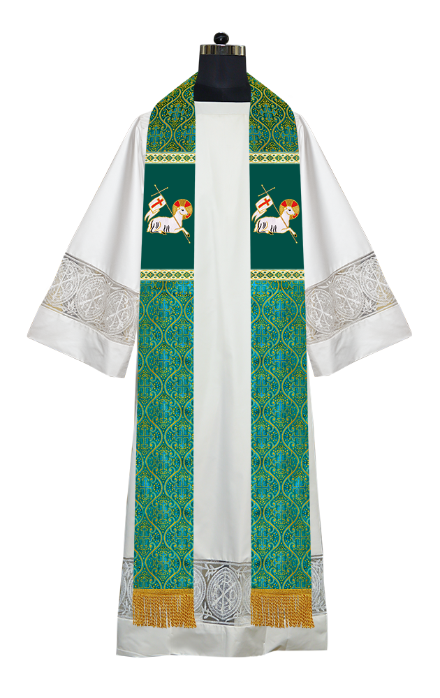 Embroidered Lamb Liturgical Clergy Stole