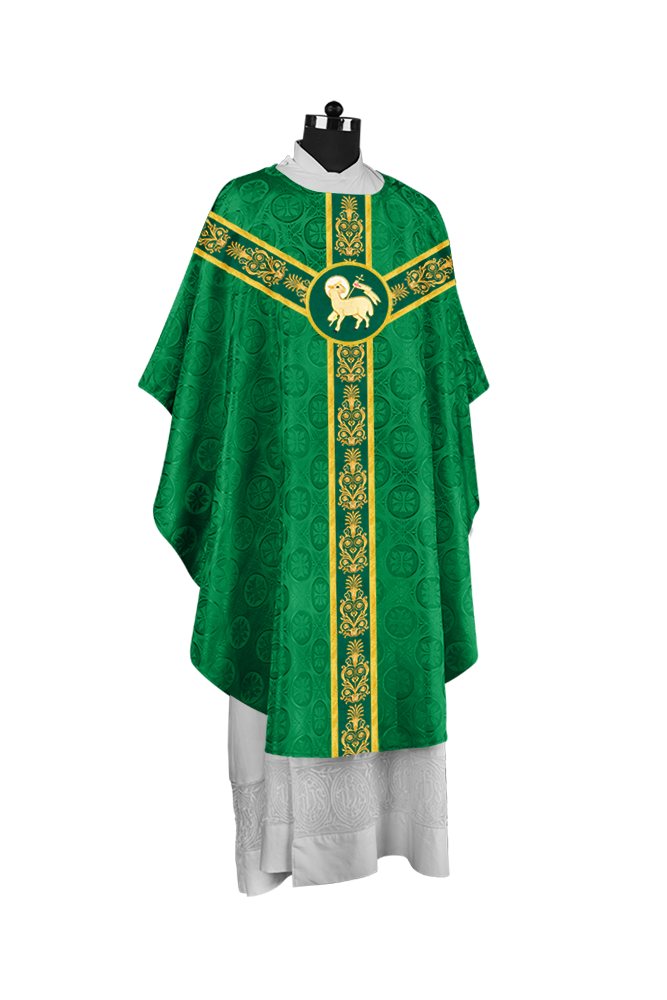 Handcrafted Gothic Chasuble with Traditional Embroidered Orphrey
