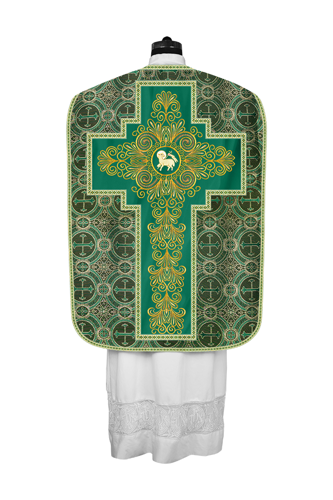 Roman Chasuble Vestment Enriched with Colored Braids and Trims