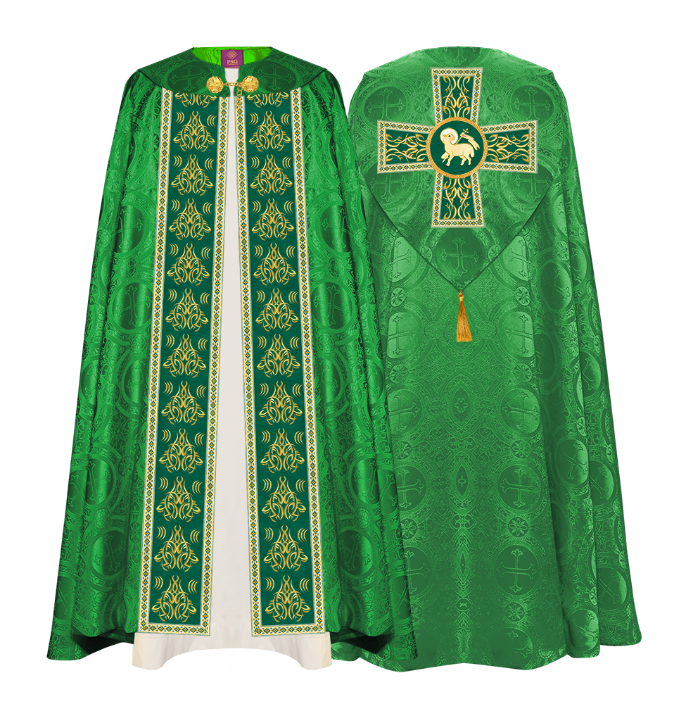 GOTHIC COPE VESTMENTS WITH LITURGICAL EMBROIDERY AND TRIMS