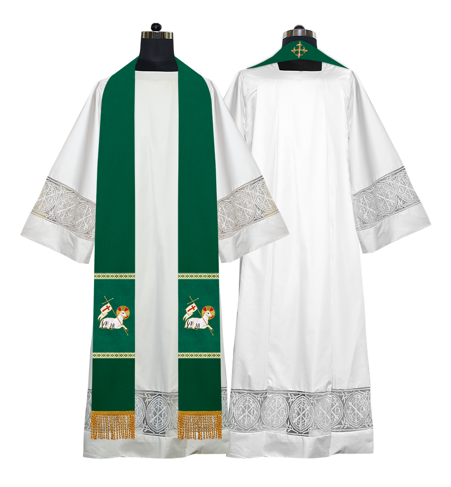 Embroidered Lamb Liturgical Clergy Stole