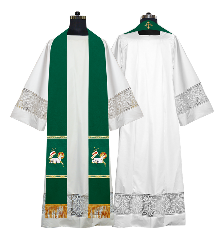 Embroidered Lamb Liturgical Clergy Stole