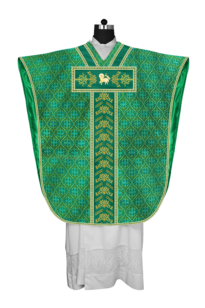 Borromean chasuble vestment adorned with colour braids and trims