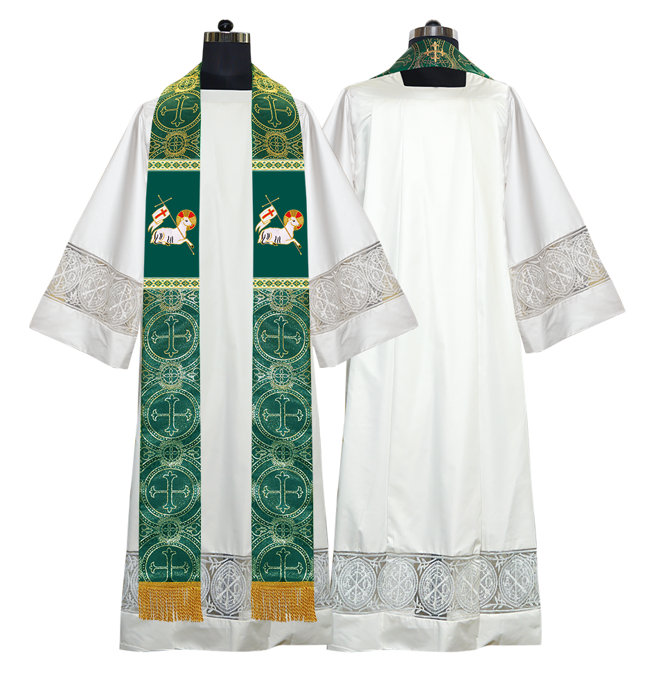 Embroidered Lamb Liturgical Clergy Stole