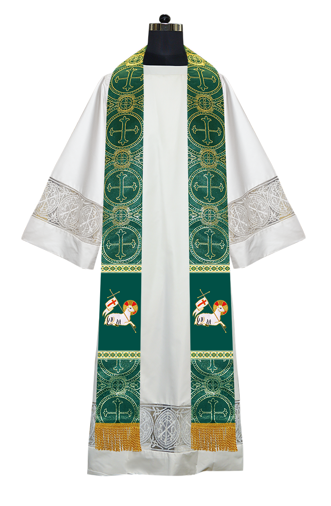 Embroidered Lamb Liturgical Clergy Stole