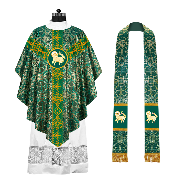 Pugin Style Chasuble with Embroidered Orphrey