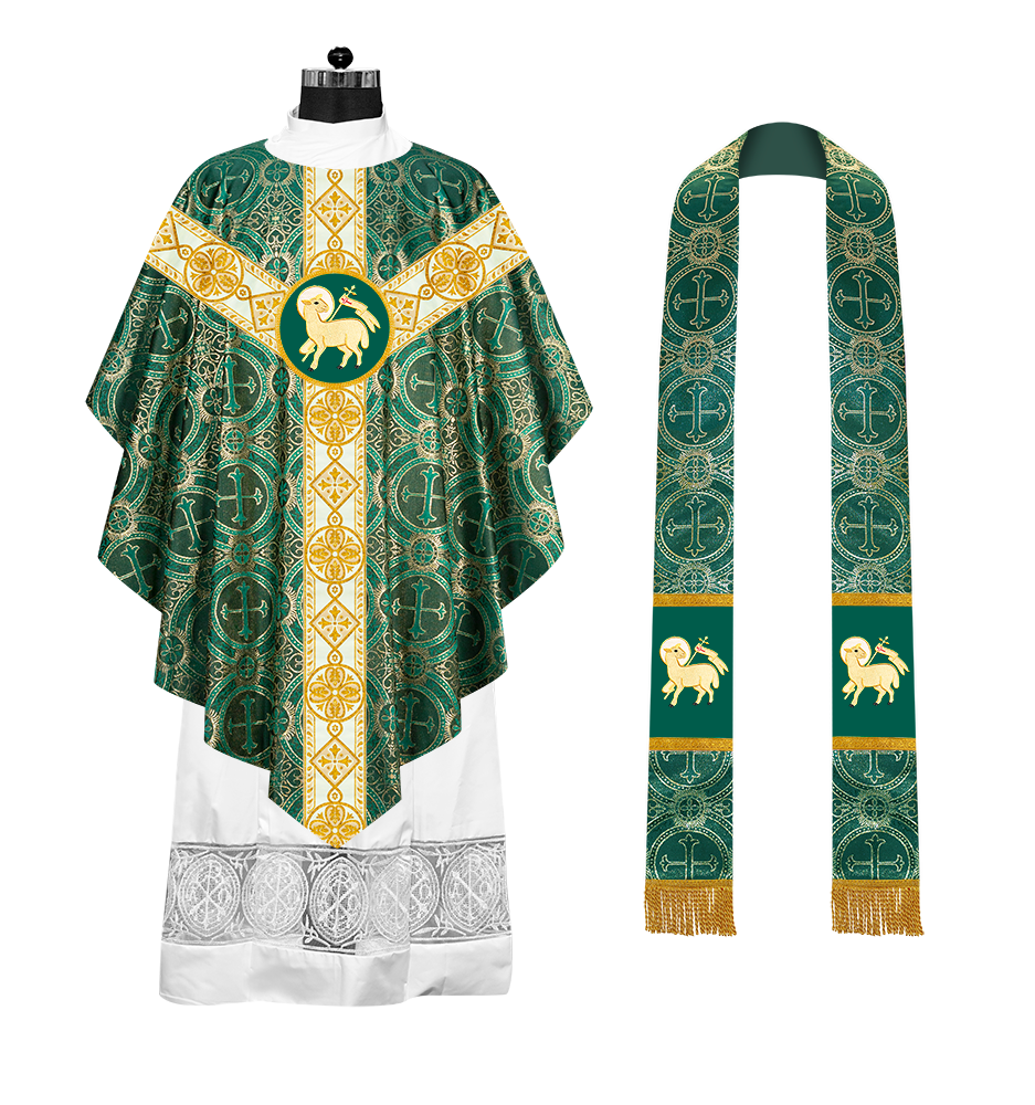 Pugin Style Chasuble with Embroidered Orphrey