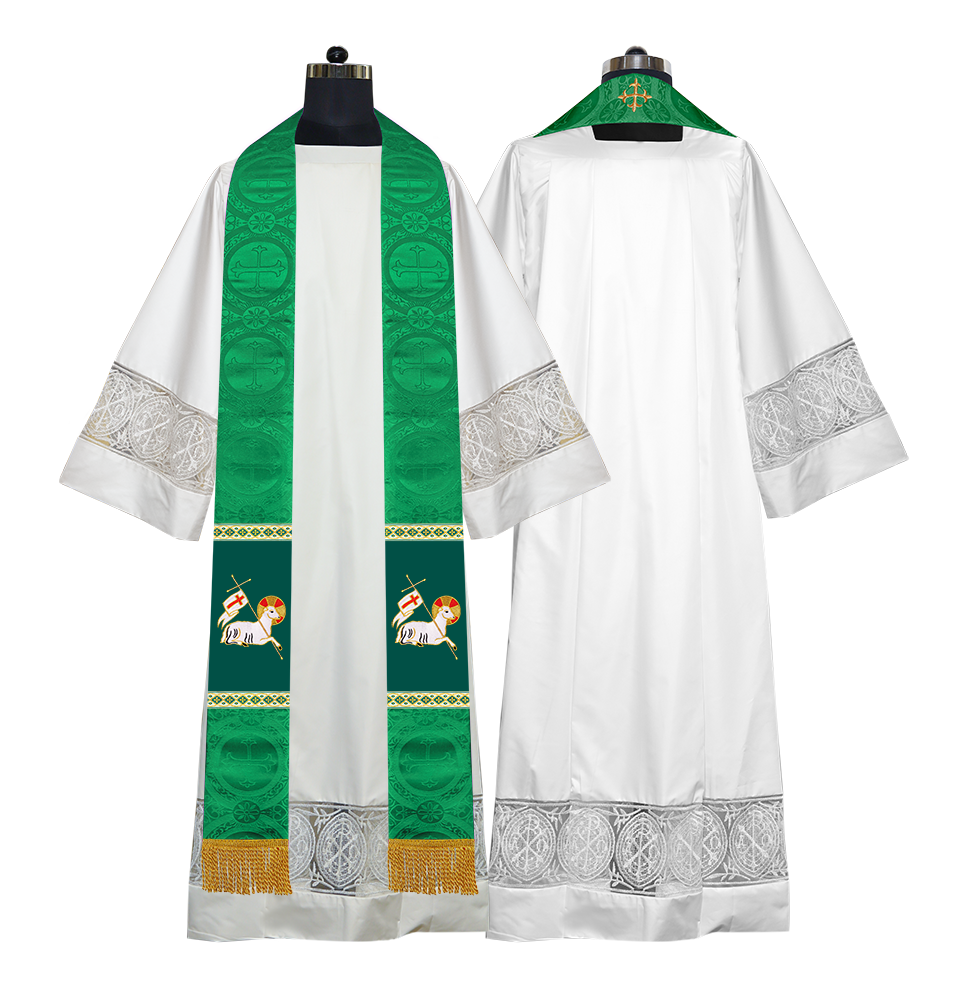 Embroidered Lamb Liturgical Clergy Stole