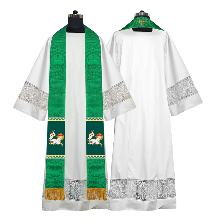 Embroidered Lamb Liturgical Clergy Stole