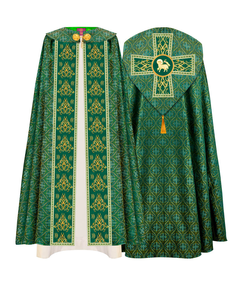 GOTHIC COPE VESTMENTS WITH LITURGICAL EMBROIDERY AND TRIMS