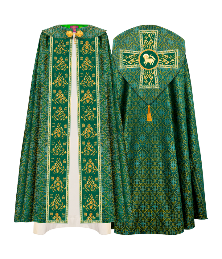 GOTHIC COPE VESTMENTS WITH LITURGICAL EMBROIDERY AND TRIMS