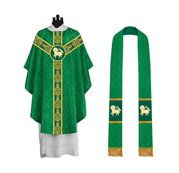 Handcrafted Gothic Chasuble with Traditional Embroidered Orphrey