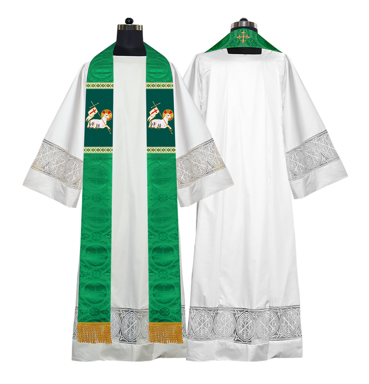 Embroidered Lamb Liturgical Clergy Stole