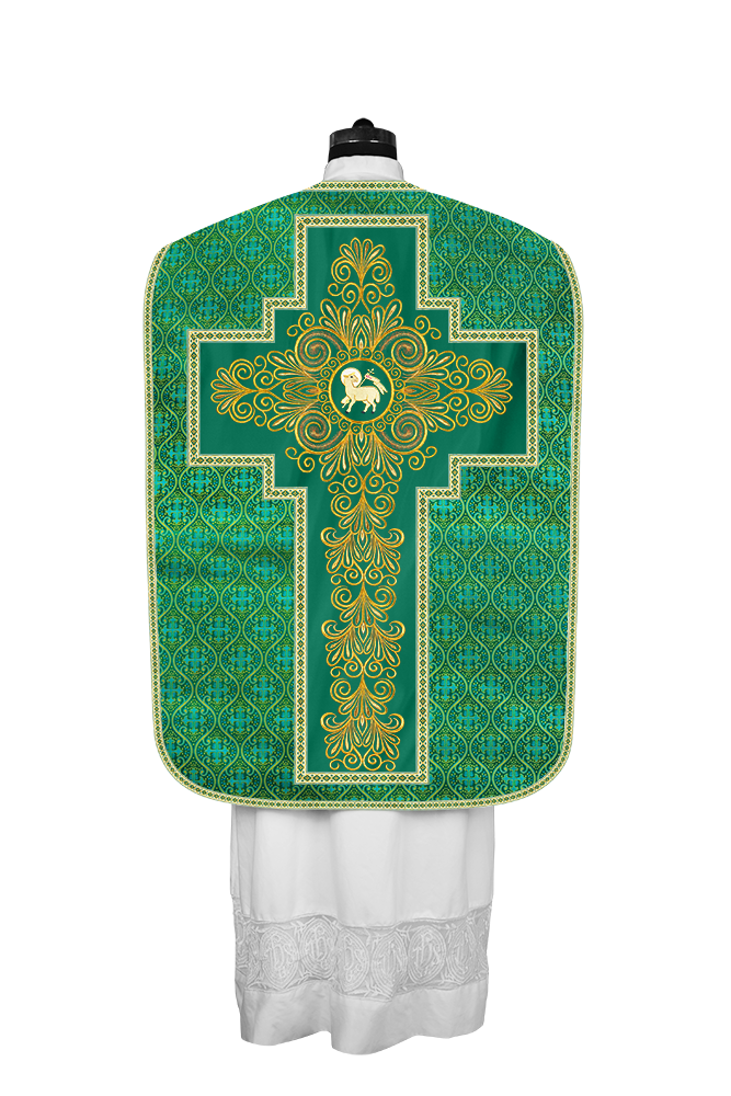 Roman Chasuble Vestment Enriched with Colored Braids and Trims