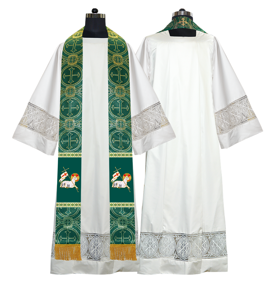 Embroidered Lamb Liturgical Clergy Stole