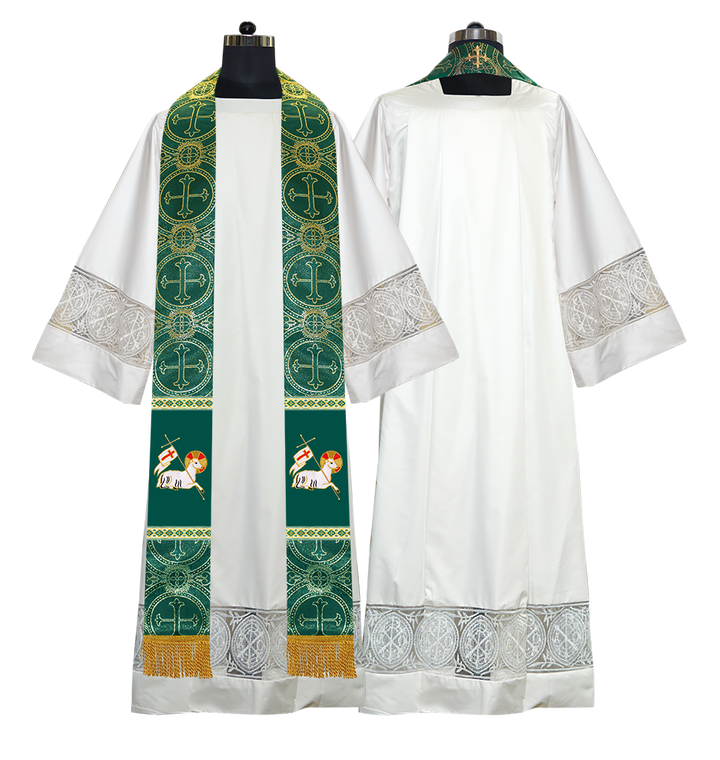 Embroidered Lamb Liturgical Clergy Stole