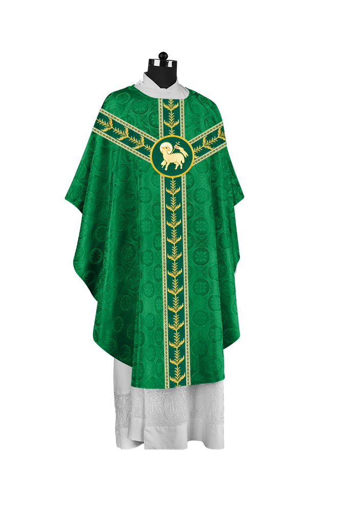 Embroidered Gothic Chasuble with Intricate Liturgical Detailing