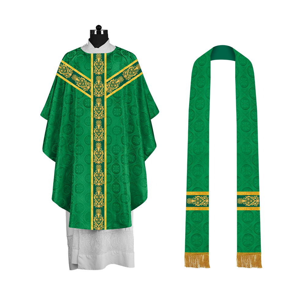 Handcrafted Gothic Chasuble with Traditional Embroidered Orphrey
