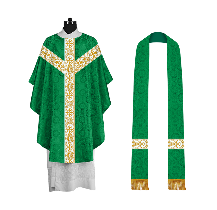 Priest Chasuble with Classic Braided Orphrey and Trims