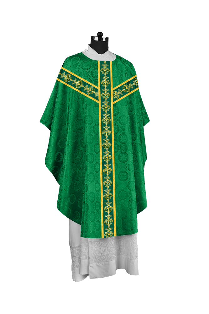 Priest Chasuble Vestment with Liturgical Embroidered Motif