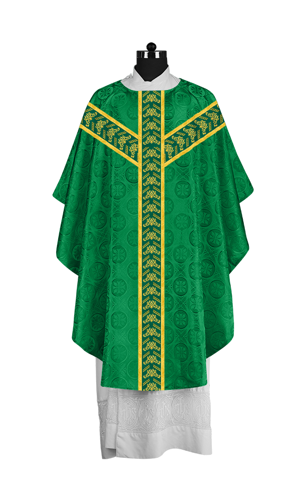 Traditional Gothic Chasuble Vestment with Embroidered Orphrey