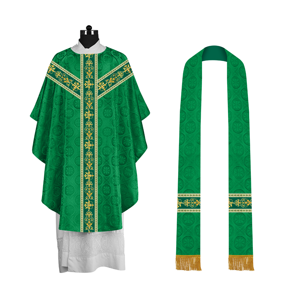 Elegant Gothic Chasuble with Embroidered Motif & Y-type Orphrey