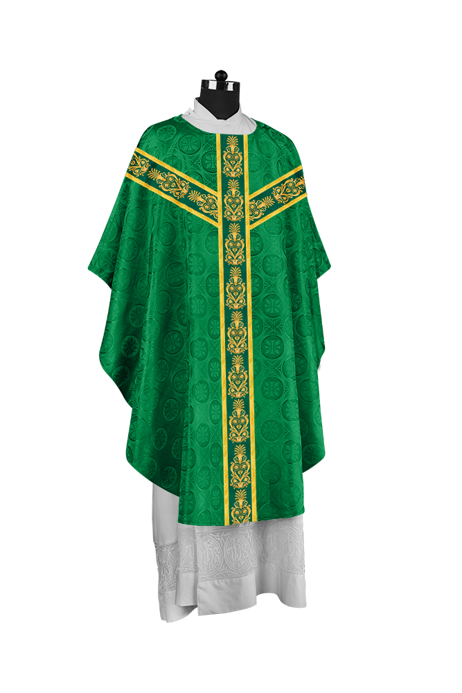Handcrafted Gothic Chasuble with Traditional Embroidered Orphrey