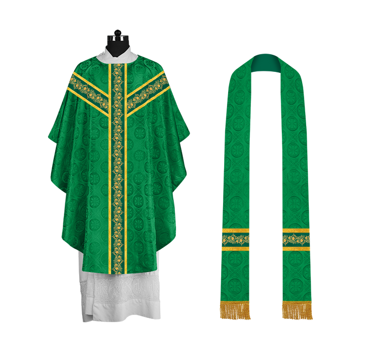Elegant Gothic Chasuble for Priests with Grapes Embroidery