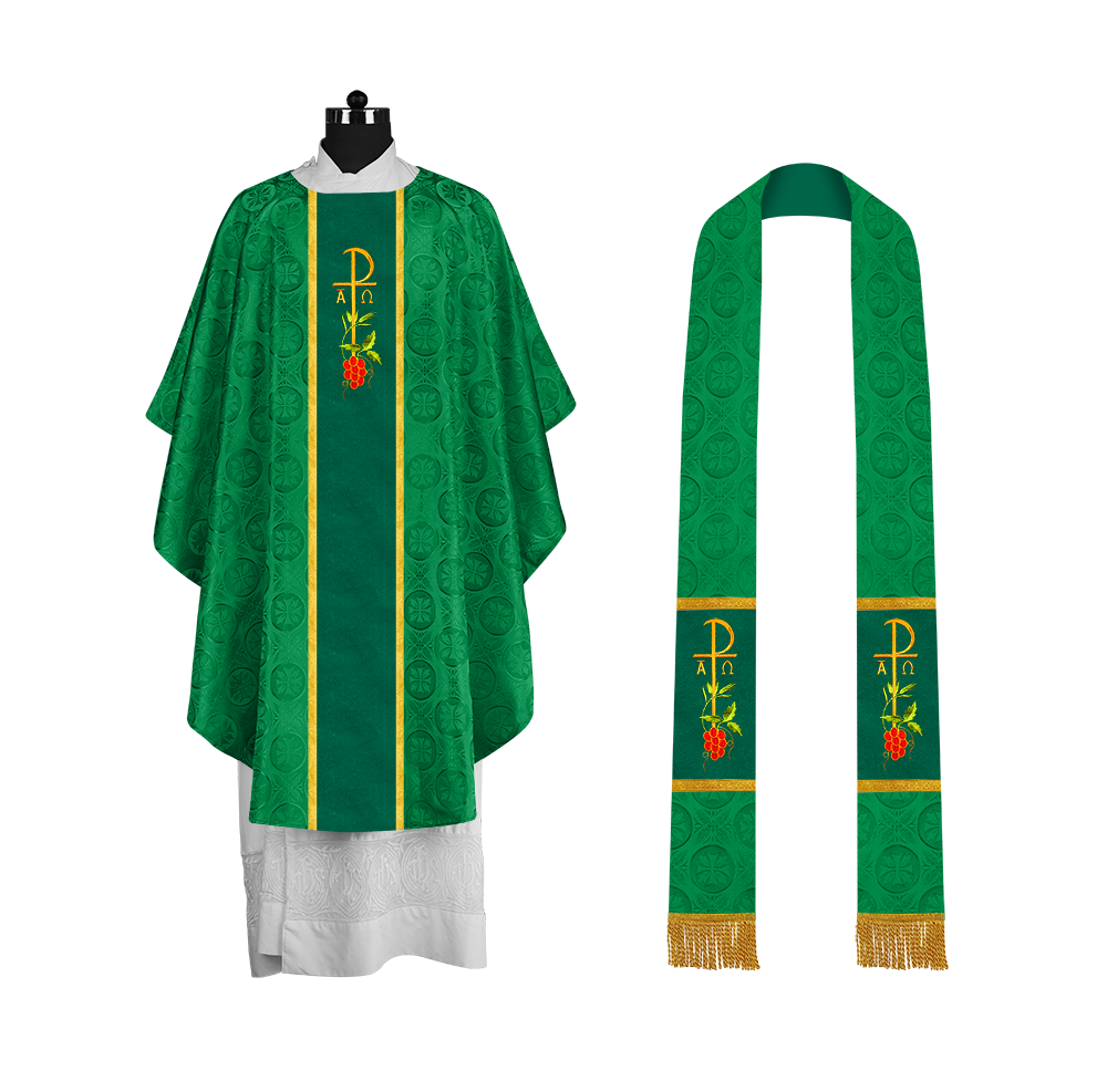 Gothic Chasuble with Elegant Embroidered Liturgical Motif
