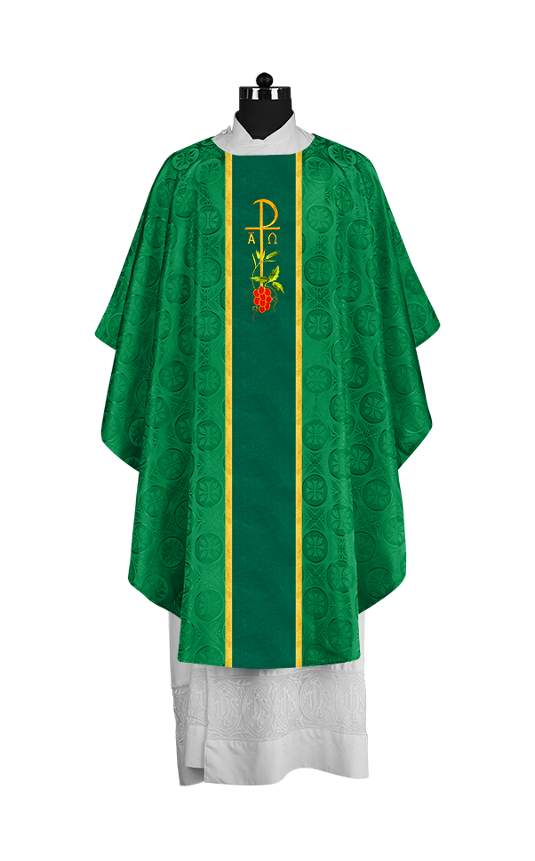Gothic Chasuble with Elegant Embroidered Liturgical Motif