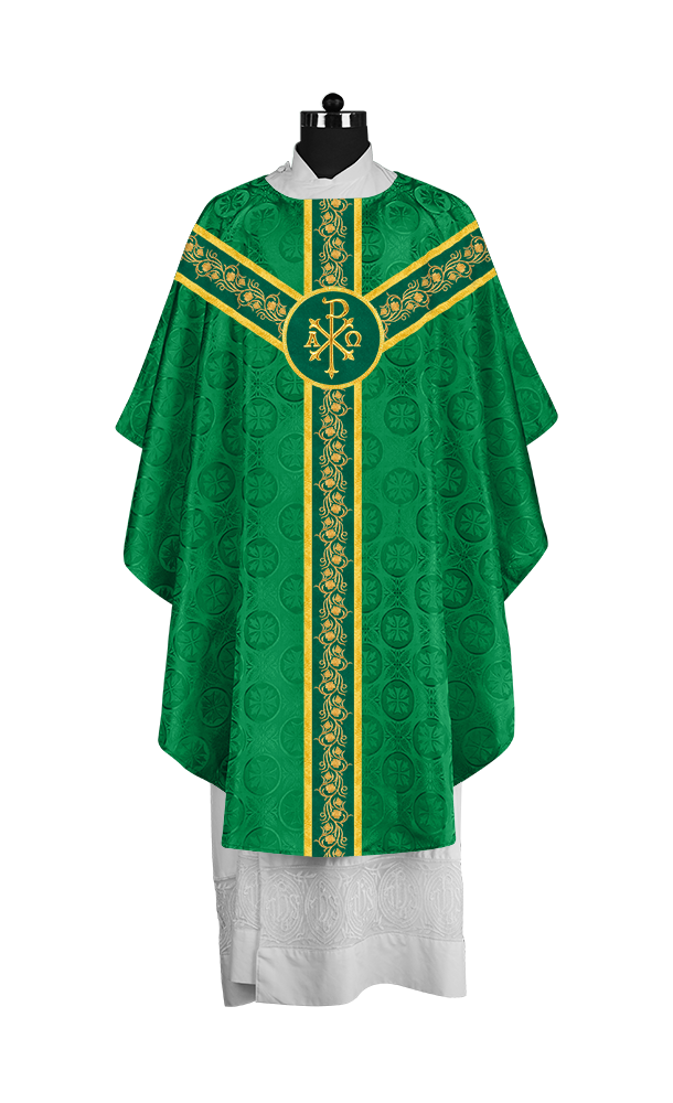 Elegant Gothic Chasuble for Priests with Grapes Embroidery