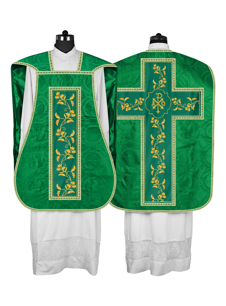 Roman Chasuble vestment with Floral Design and Trims