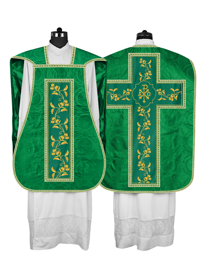Roman Chasuble vestment with Floral Design and Trims