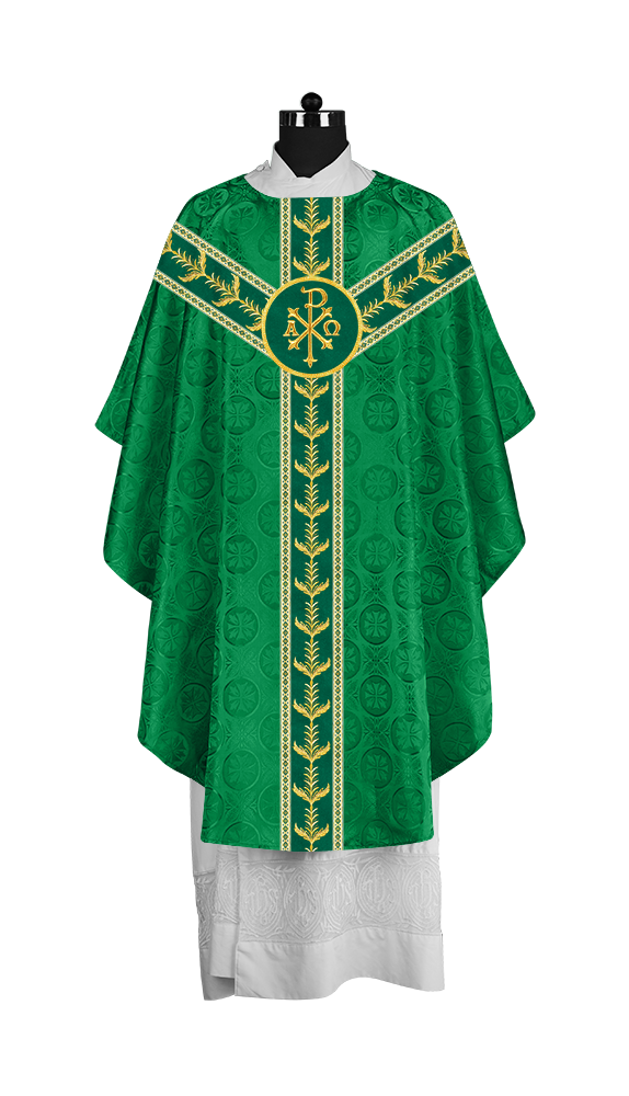 Embroidered Gothic Chasuble with Intricate Liturgical Detailing