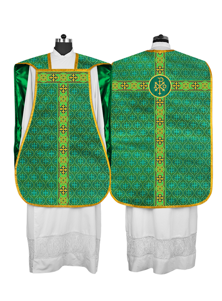 Roman Fiddleback Vestment with Motifs and Braided Trims