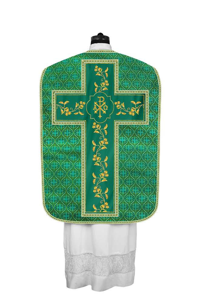 Roman Chasuble vestment with Floral Design and Trims