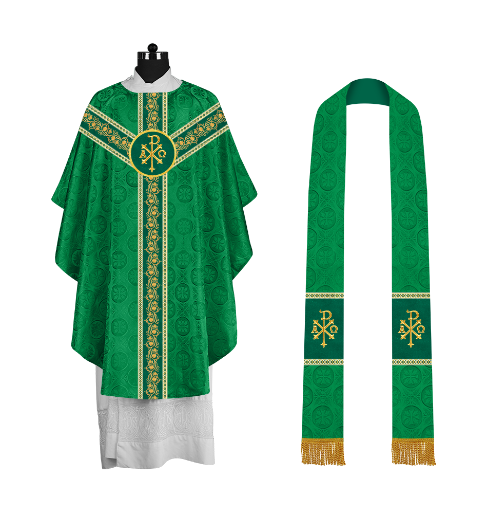 Priest Gothic Chasuble with Grapes Embroidered Orphrey