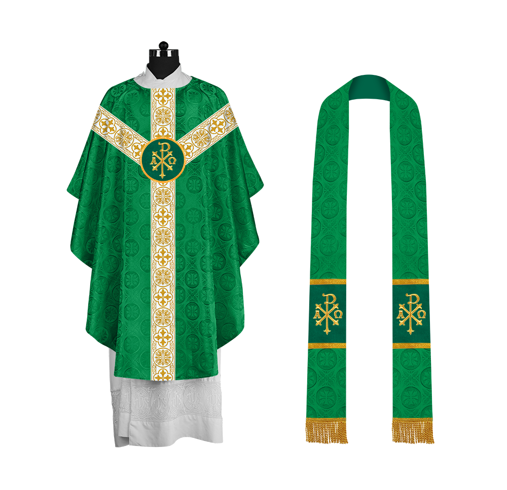 Priest Chasuble with Classic Braided Orphrey and Trims