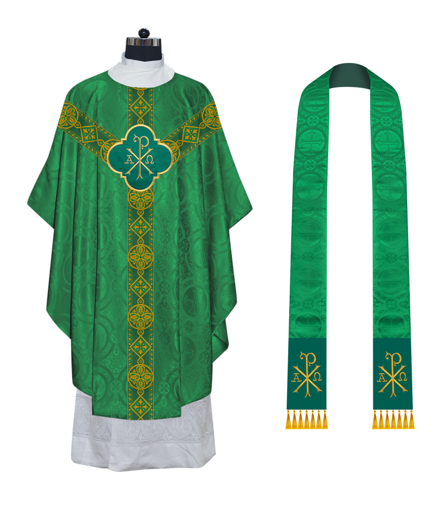 Liturgical Gothic Chasuble Vestment with Y Type Braided Orphrey