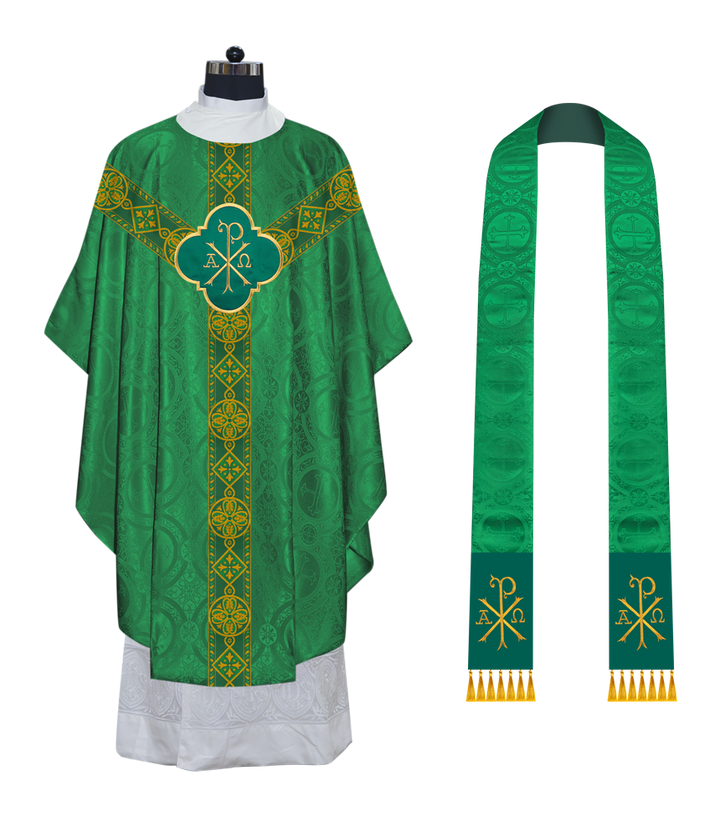 Liturgical Gothic Chasuble Vestment with Y Type Braided Orphrey