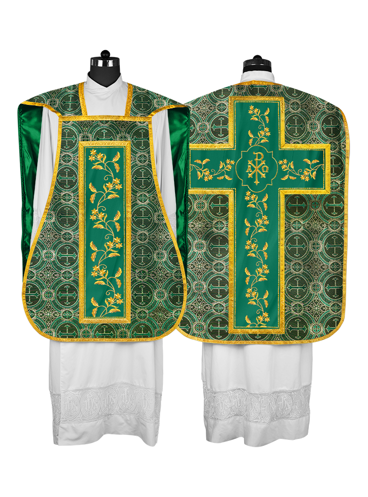 Elegant Roman chasuble vestment - Floral collection