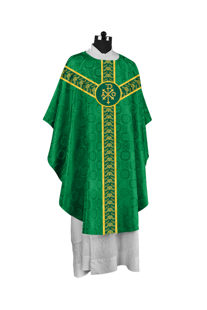 Traditional Gothic Chasuble Vestment with Embroidered Orphrey
