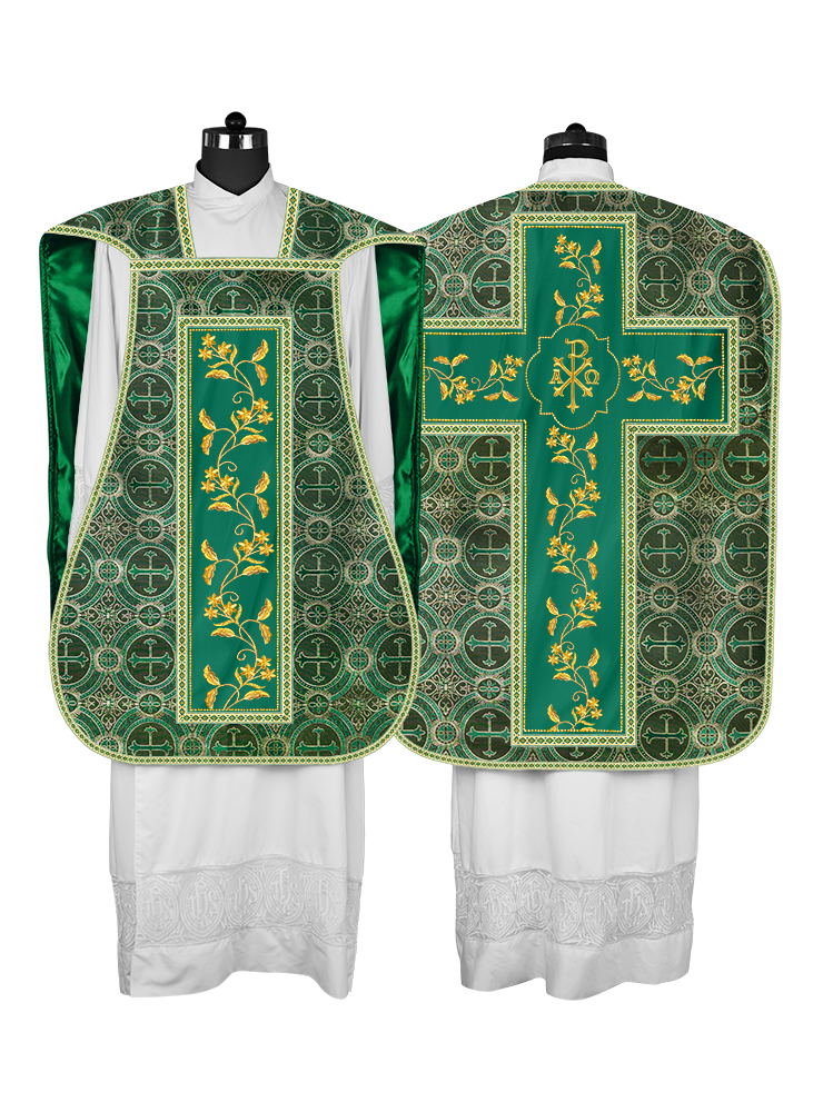 Roman Chasuble vestment with Floral Design and Trims