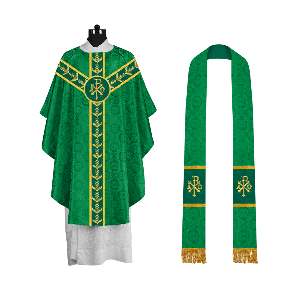 Gothic Style Priest Chasuble with Exquisite Embroidered Trims