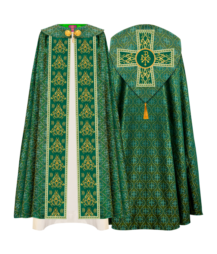 GOTHIC COPE VESTMENTS WITH LITURGICAL EMBROIDERY AND TRIMS