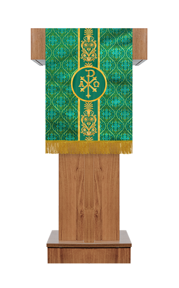 PULPIT/LECTERN WITH LITURGICAL MOTIF AND TRIM