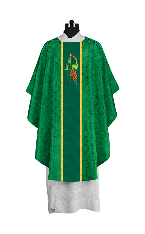 Gothic Chasuble with Elegant Embroidered Liturgical Motif