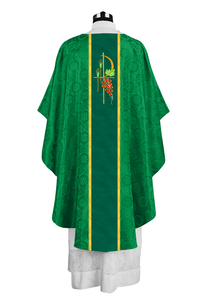 Gothic Chasuble with Elegant Embroidered Liturgical Motif