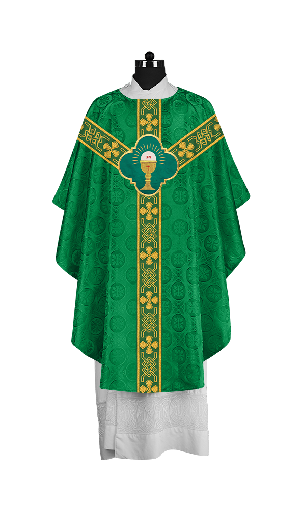 Pastor Chasuble with Embroidered Motif and Braided Orphrey